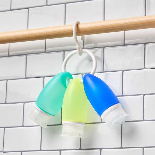 도이코 이지보틀미니 60ml 고리형 실리콘 여행용 공병 세트 샴푸 소분통, 3개, 컬러