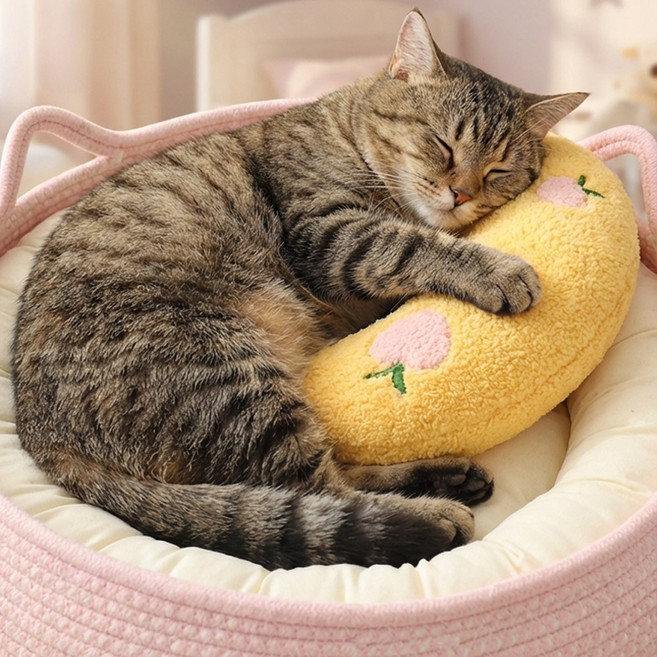 [해담]올인원 냥이 꿀잠 풀세트, 핑크+옐로우, 1세트