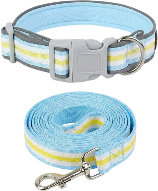 해피펫밀리 파스텔 목줄 리드줄 세트, 스카이, 1개