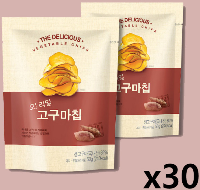 오 리얼 고구마칩 고구마스낵, 50g, 30개