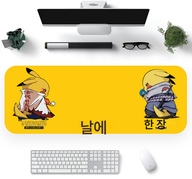 애니메이션 마우스패드 오피스 큐티 게임 키보드패드 오버사이즈 책상패드 컷 원신 마우스패드, 피카츄 연동