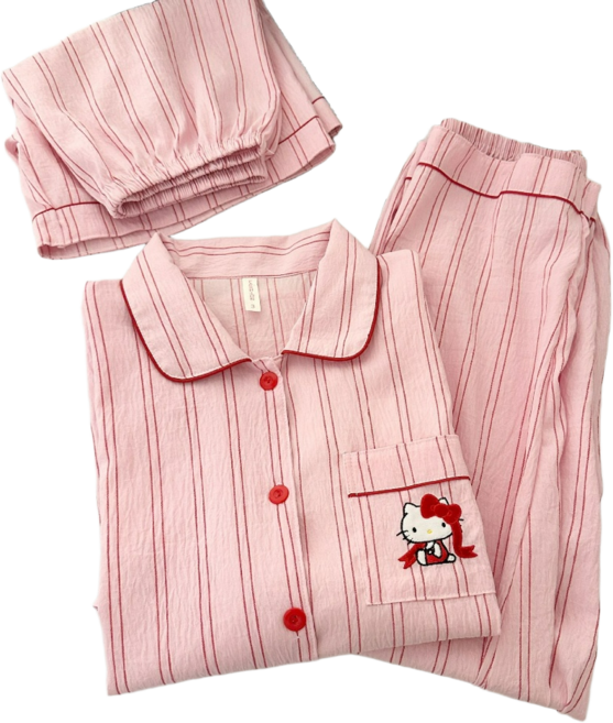 여성 산리오 헬로키티 캐릭터 홈웨어 잠옷 파자마 3종세트