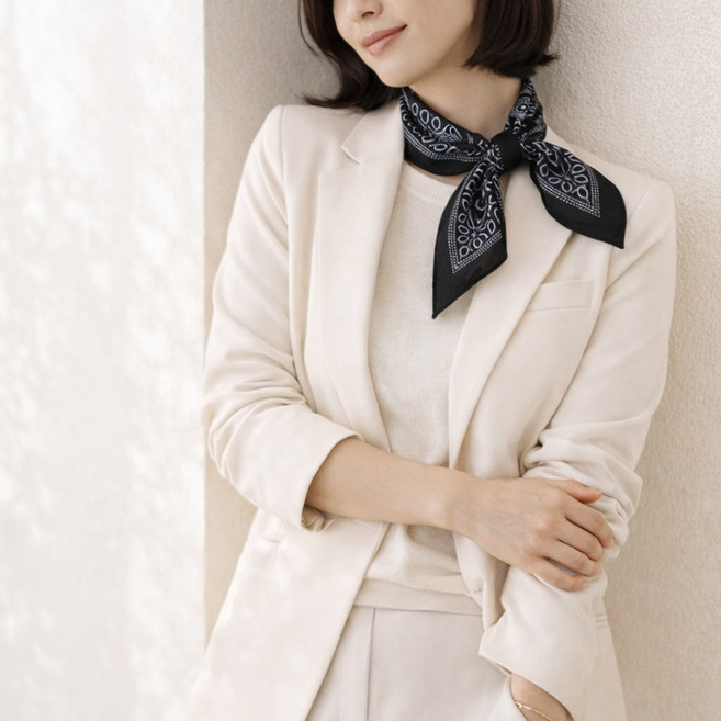 미디엄템포 여성 사각 쁘띠 스카프 반다나