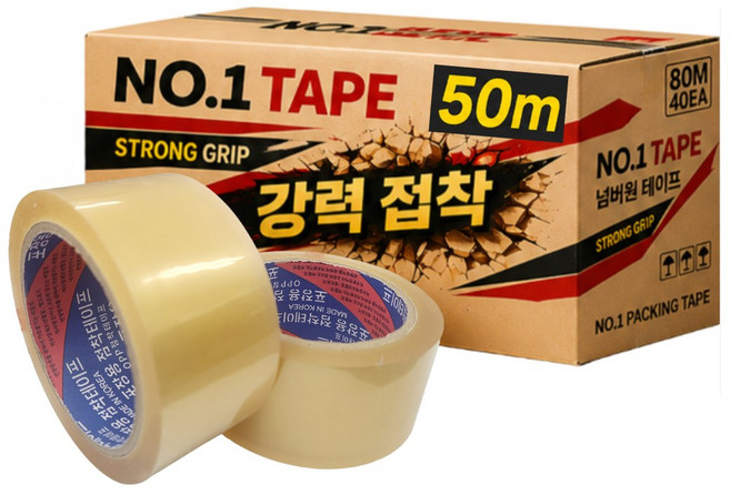 국산 넘버원 박스테이프 냉동포장 겨울용 러버 테이프 50m 투명, 50개