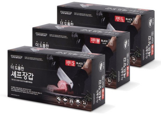 유니랩 더 도톰한 니트릴 장갑 블랙 소 중 대 100매 요리 위생 미용 장갑, 소(S), S, 1개