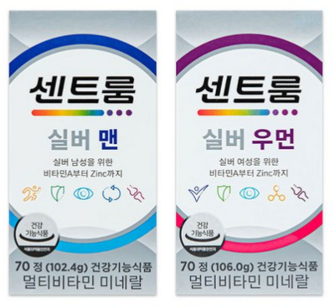 센트룸 실버 남녀 종합비타민 2종 (실버 포맨 70정 + 포우먼 70정) 멀티비타민, 2개
