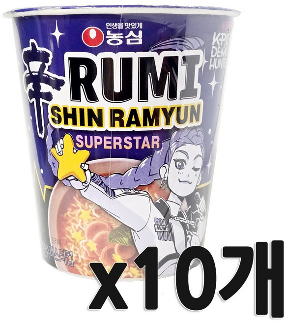 농심 신라면 슈퍼스타컵 65g x 10개 헌트릭스에디션 케데헌컵라면