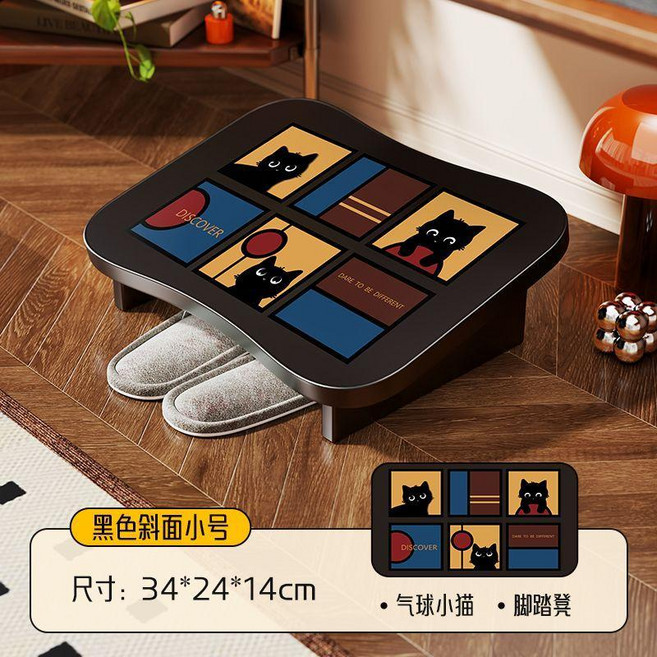 無品牌 踩腳凳 辦公室腳踏板, 氣球小貓黑色斜面小號