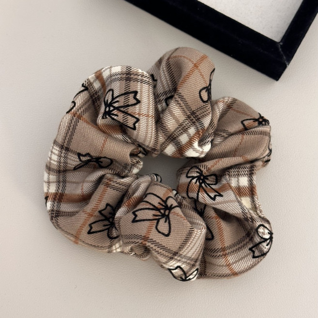 復古學院風蝴蝶結髮飾 咖啡色大腸髮圈
