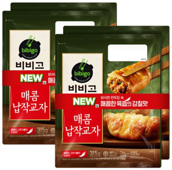 CJ 비비고 매콤납작교자 315g*2봉입, 4개, 315g
