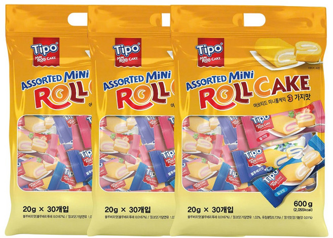 티포 어쏘티드 미니 롤케익 30p, 600g, 3개