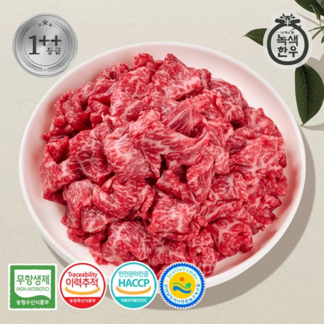 [녹색한우] 무항생제 1++등급 한우 불고기 300g, 없음, 1개