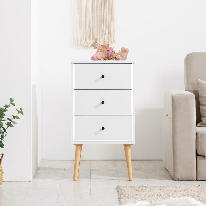 파로마 이즈 브린 400 3단 협탁 서랍장, 화이트 IGW007