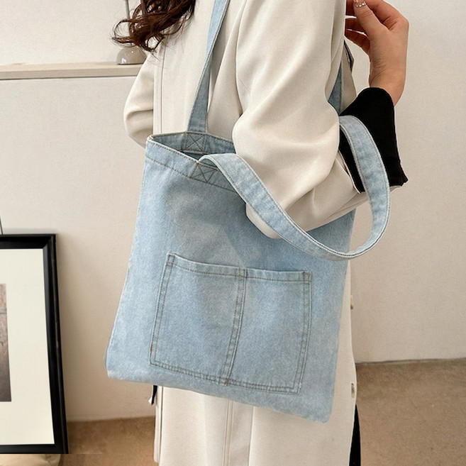 라리브 데님가방 포켓 에코백