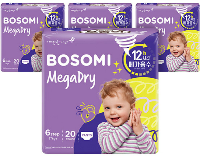 보솜이 메가드라이 팬티형 기저귀 공용, 6단계, 80매