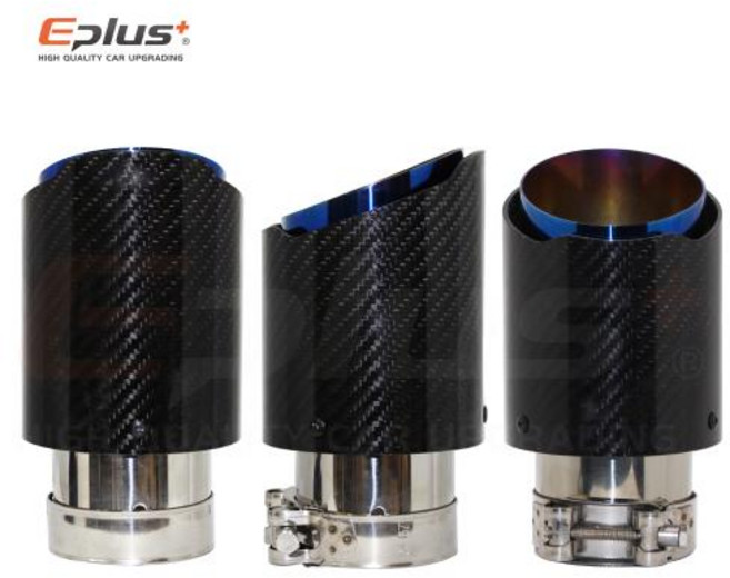 탄소 광택 파이프 장식 자동차 범용 스테인레스 섬유 머플러 블루 시스템 스트레이트 배기 머플러 팁 Akrapovic용