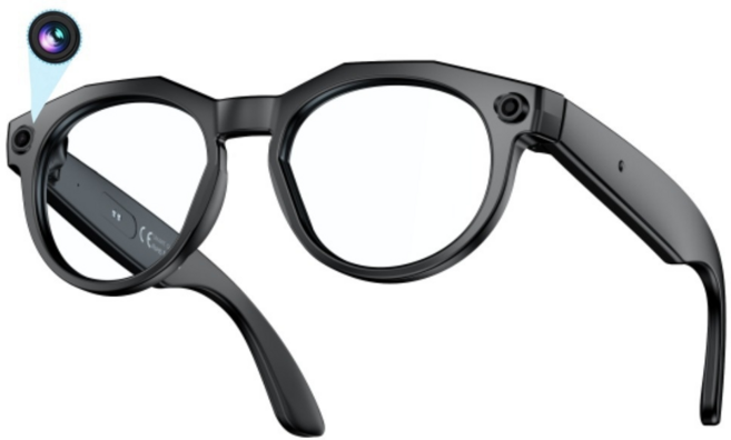 스마트 안경 W611 다기능 음성 통화 사진영상 촬영 AI 이미지 인식 음성 번역 지원, 블랙 프레임 투명 렌즈