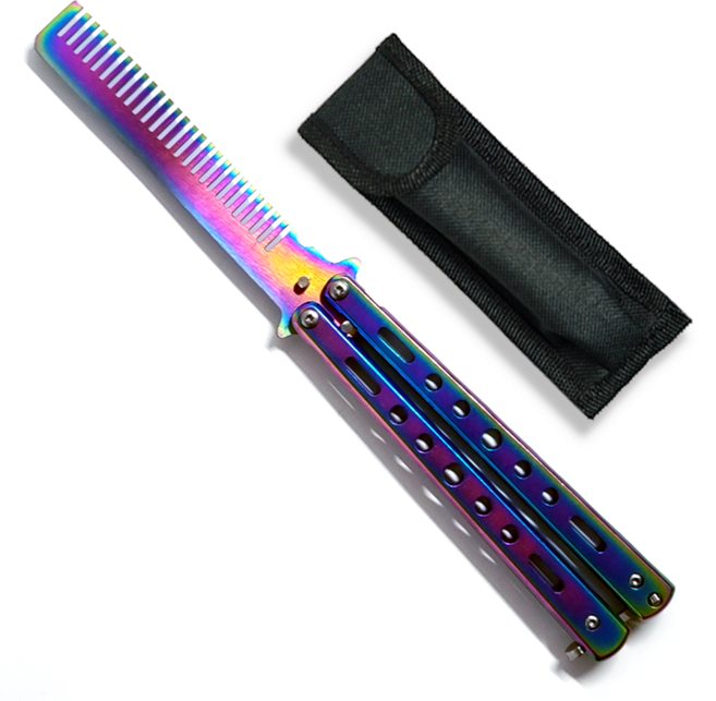 타이거피스트 빗리송 발리송 발리콤 트레이너 버터플라이나이프 나비칼 파우치포함, 레인보우, 1개