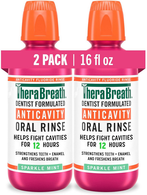 테라브레스 항균 불소 구강 헹굼 세정제 충치 퇴치 에나멜 강화 및 상쾌한 입냄새 치과용 조제 무알코올 스파클 민트 향 16 플로즈 2팩
