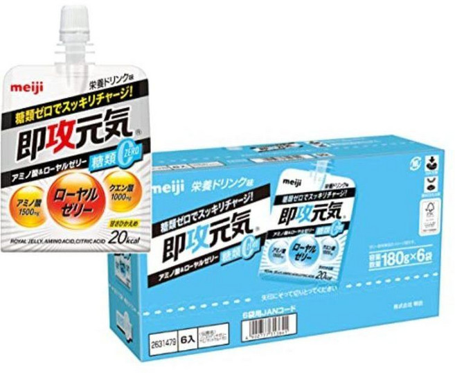 메이지 이미디에이트 어택 겐키 젤리 구연산 상큼하고 새콤한 레몬 맛 6.3 oz (180g) 6개입, 180g, 6개