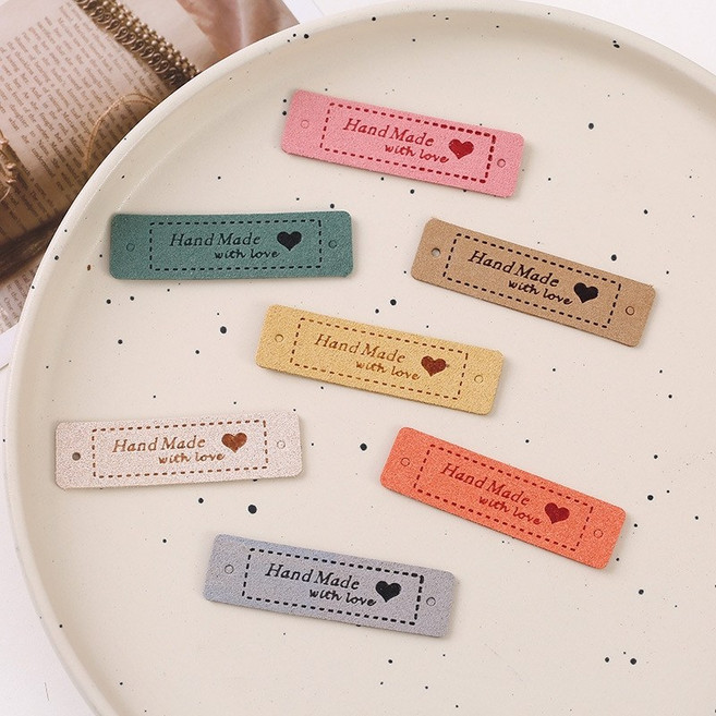 지구별 핸드메이드 라벨 감성 뜨개실 DIY 합성 가죽라벨, 7종 1세트, 1개