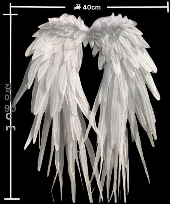 대형 천사 날개 공연 촬영 깃털 무대 할로윈 장식 화이트 연극 요정 인플루언서, 1개, 화이트 중형