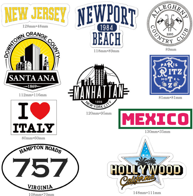 The sticker company 캐리어 스티커 데코 캠핑 도시 감성 글자 예쁜 시티 스티커 10종세트 중형, 4번10종세트, 1개