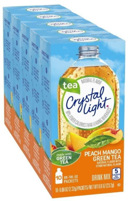 CRYSTAL 크리스탈 LIGHT 라이트 크리스탈라이트 온더고 피치망고 그린티 파우더 10포 5팩, 23.2g