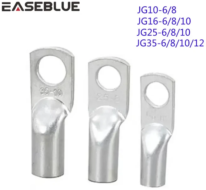 JG1068 JG256810 JG35 터미널 케이블 러그 M8 M12 10mm2 16mm2 25mm2 볼트 구멍 주석 도금 구리 배터리, JG10-6