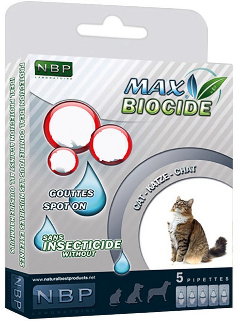NBP MAX BIOCIDE 寵物滴劑 犬貓適用 苦楝精油配方 無殺蟲劑 5劑入, 1盒