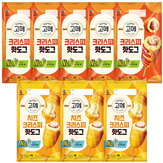 CJ고메핫도그(크리스피5+치즈크리스피3), 340g, 1개