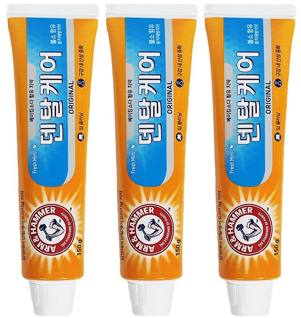 유한양행 [국내생산] 암앤해머 덴탈케어 오리지날 치약 150g, 3개
