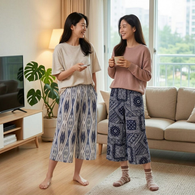 트라이엄프 와이드 팬츠 여성 바지 홈웨어 실내복 2P