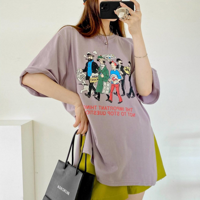 파리지앵 옆트림 롱박스 반팔티셔츠