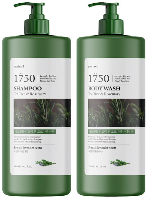 메르헨트 티트리 로즈마리 샴푸&바디워시 1500ml x 1세트 대용량 약산성 퍼퓸 향기좋은 남성 여성 샴푸 1위, 프렌치라벤더향, 1개, 1.5L