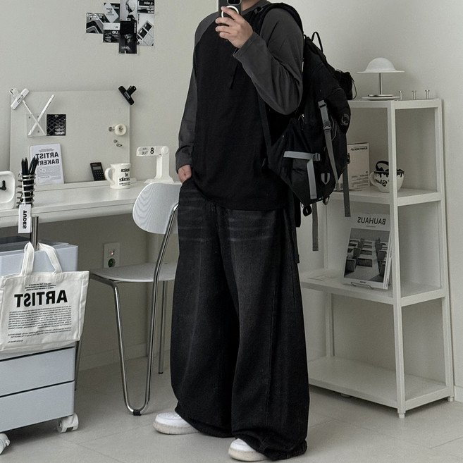 르위 남자 나그랑 긴팔티셔츠 라운드 오버핏 빅사이즈