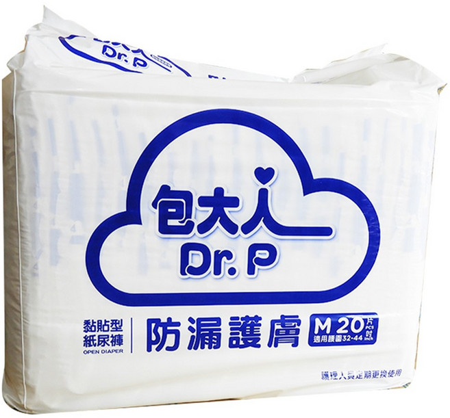 Dr. P 包大人 防漏護膚 M20 片裝 成人紙尿褲, 1箱, 80片