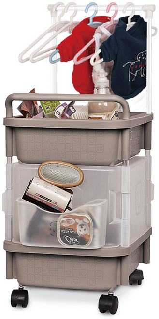 펫티 애완용품 정리함 이동식 트롤리 행거세트, 펫티 브라운 2단세트, 1개