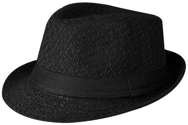 남성용 펠트 맨해튼 페도라 모자 갱스터 트릴비 빈티지 20년대 짧은 챙 파나마 재즈 캡 블랙. 라지-XL 171116