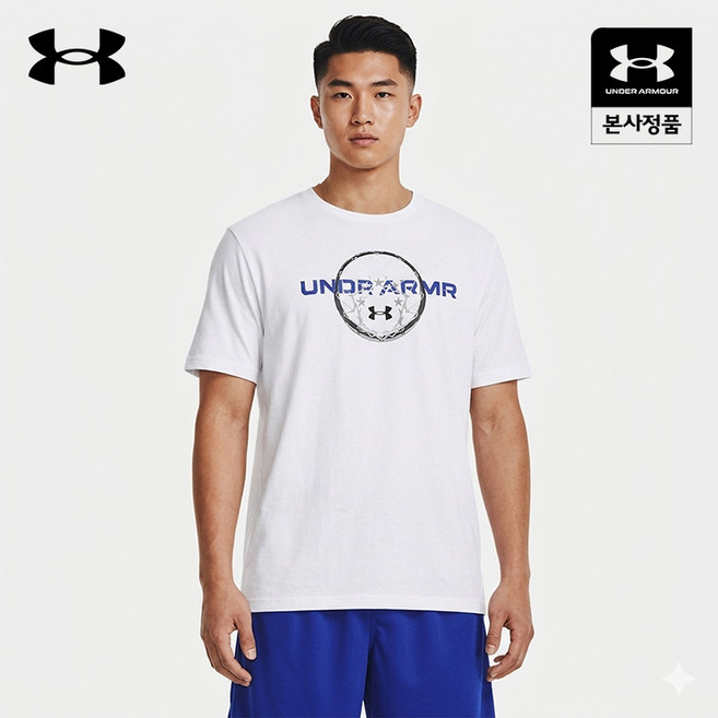 [정상가 45 000원] UA 바스켓볼 네트 워드마크 남성 반팔 티셔츠_1382849-10