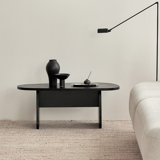 무아레 거실 소파 좌탁 비정형 티테이블 800 1200, 800 블랙