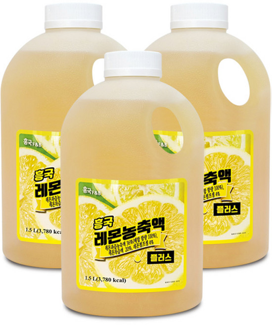 흥국에프앤비 레몬 농축액 플러스, 1.5L, 3개