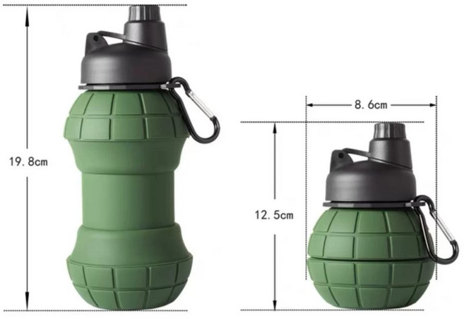컵 물컵 자전거 물병 접이식 스포츠 550ml 수류탄모양 실리콘 프리, 1개