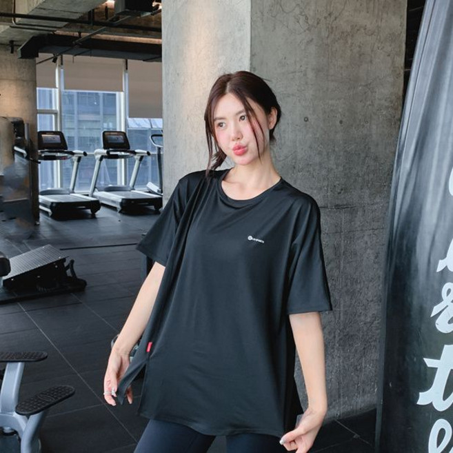運動健身套裝女 夏季短袖五分褲, 1個, 黑色上衣3XL 150-170斤