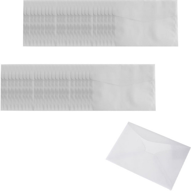 코히모 트레이싱지 봉투 반투명 투명 종이 청첩장 엽서 카드 50개 한세트 3W224, 15x10cm