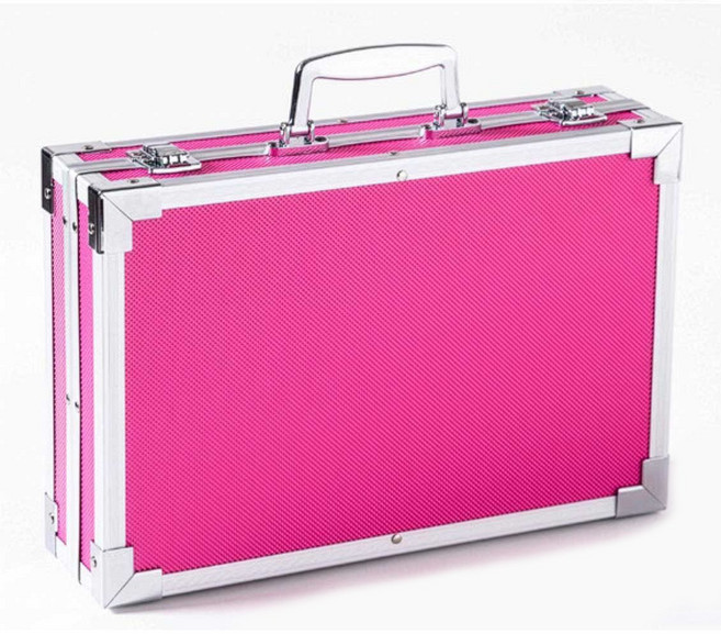 비콘 미술도구세트 145P 4단 알루미늄 케이스 휴대용 아트박스 색연필 물감 세트, 1개, 핑크