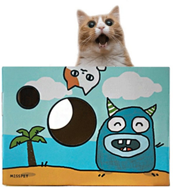 미스펫 카툰몬스터 스크래쳐 캣하우스 - 블루, 1개
