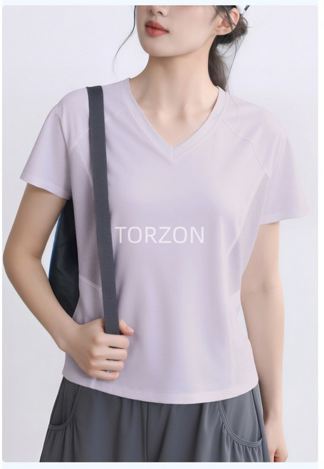 8위 - TORZON 여성 기능성 V넥 반팔 티셔츠 흡한속건 메시 통기성 홈트 필라테스 상의