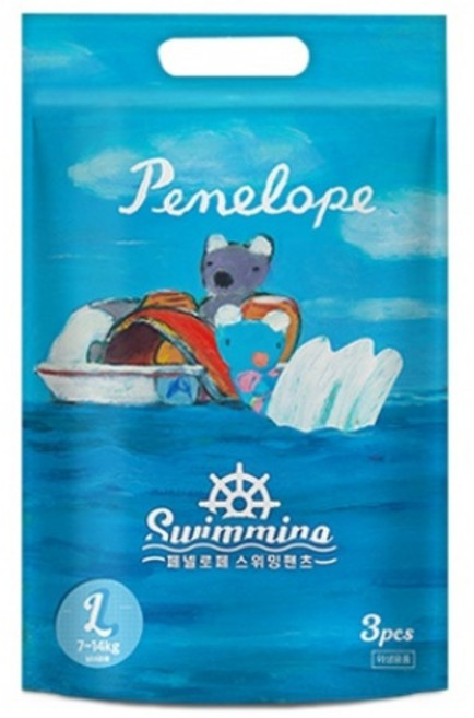 페넬로페 스위밍 팬츠 수영장 기저귀 남여공용, 대형(L), 3매