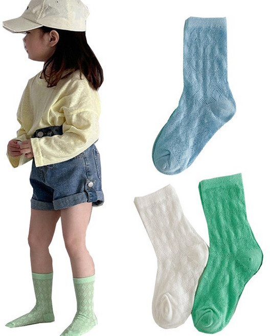 아동 달콤한 매쉬 중목양말 3족세트